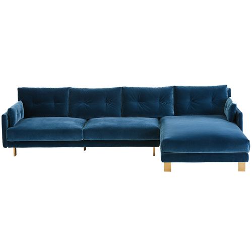 Malibu Velvet Sectional Sofa, Ultramarine