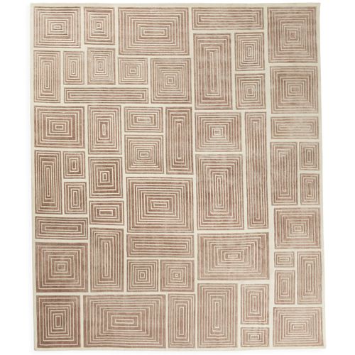 Blocks Hand-Knotted Rug, Champagne