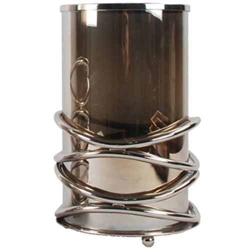 Glass Candle Holder, Nickel