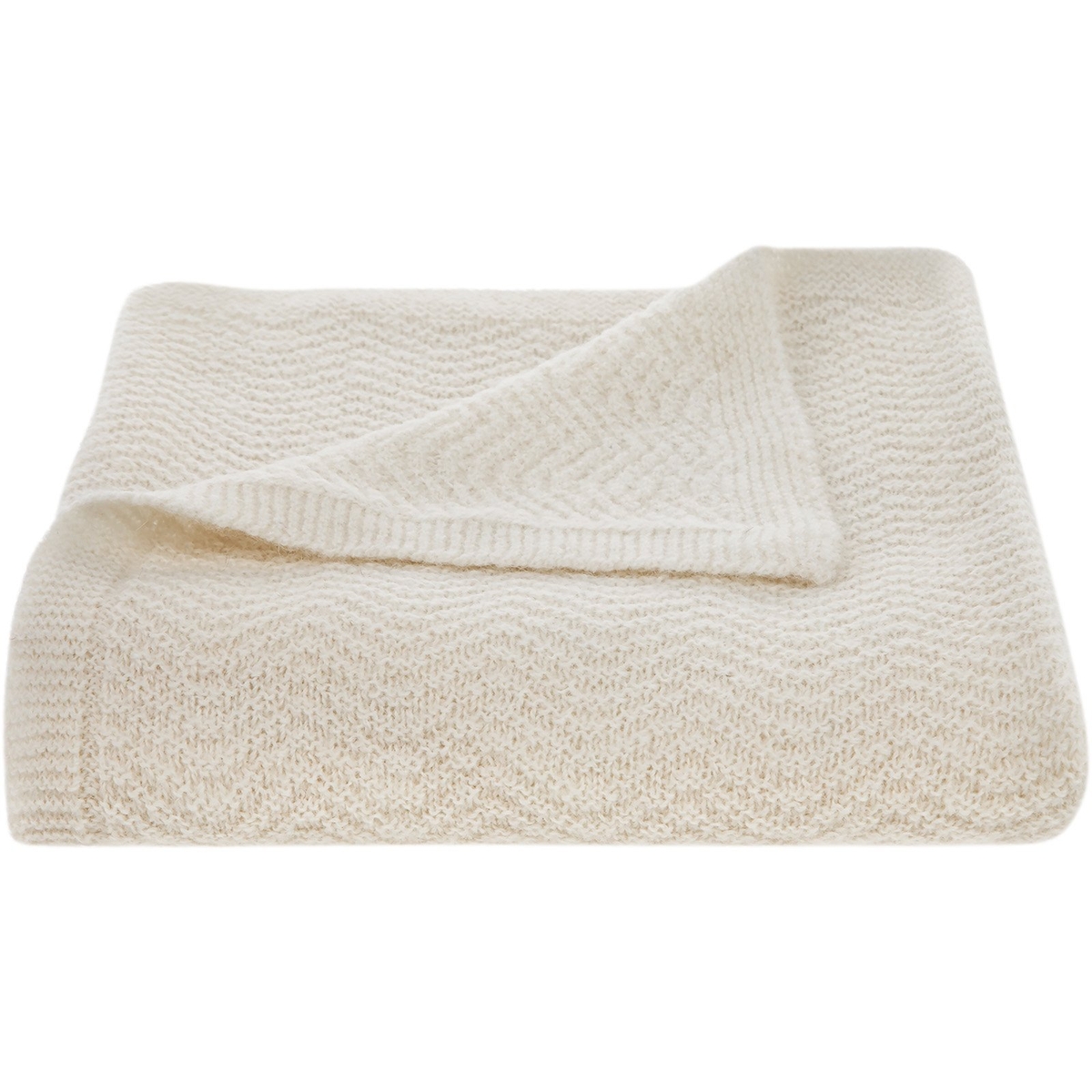 Wave Knitted Throw, Cream