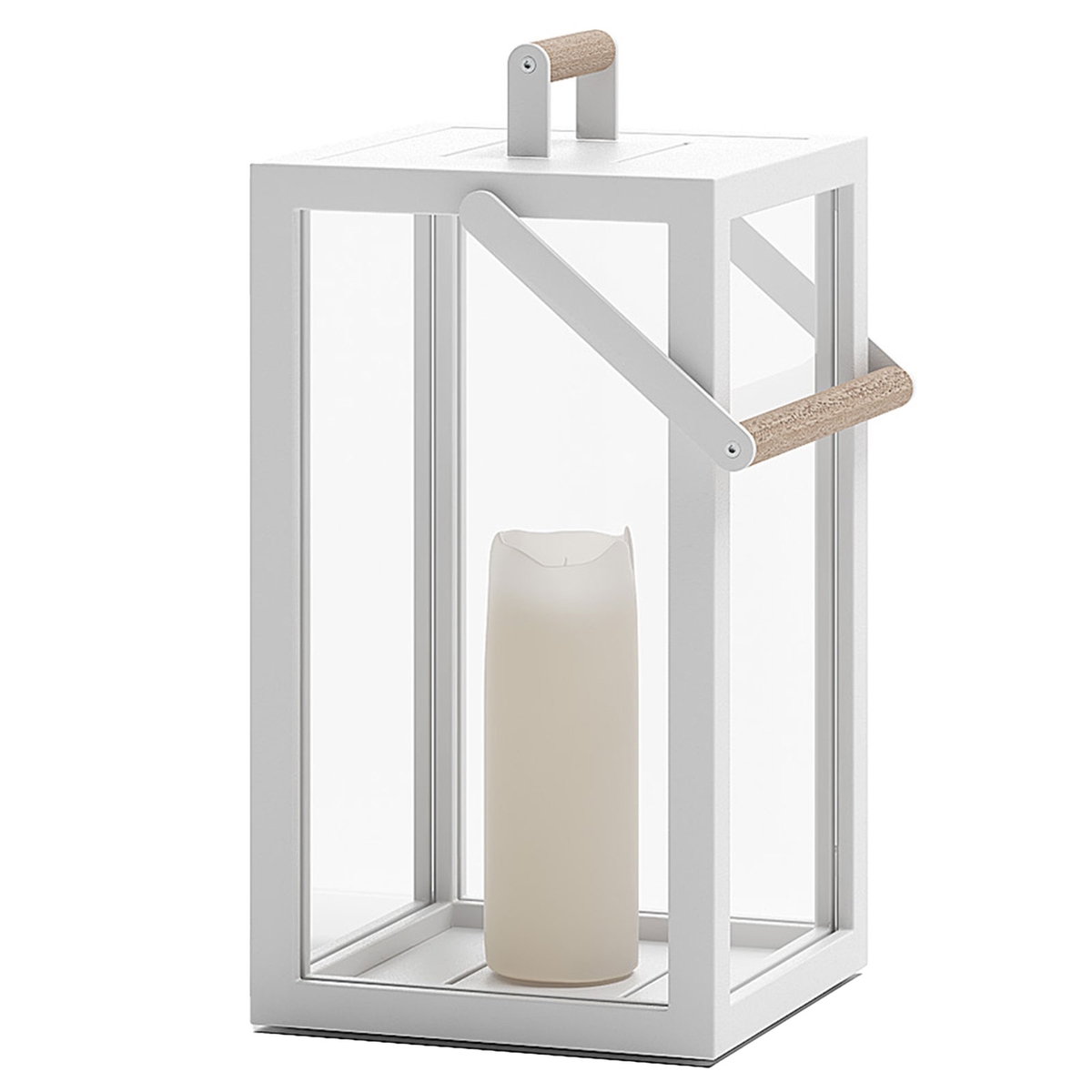 Alba Aluminium & Glass Lantern, White