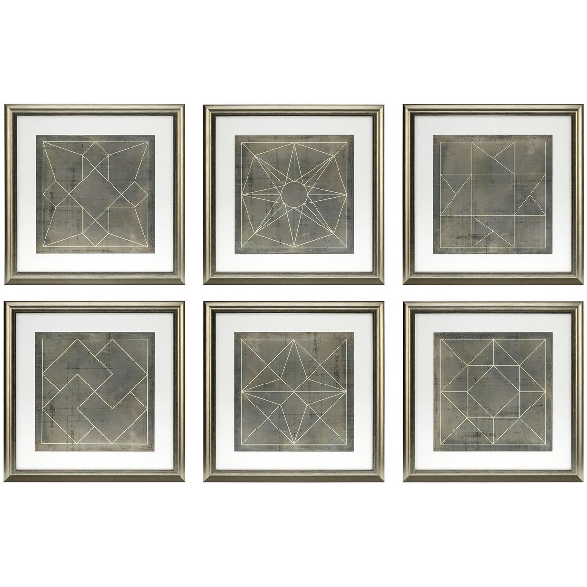 Set of 6 Geometric Blueprints Prints