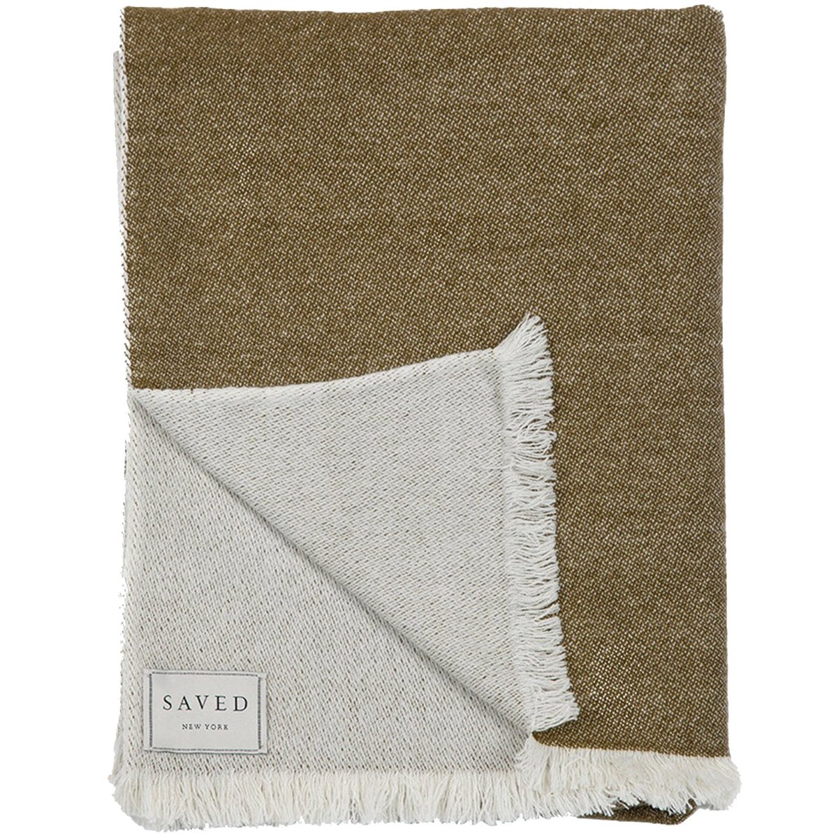 Reversible Cashmere Olive Throw