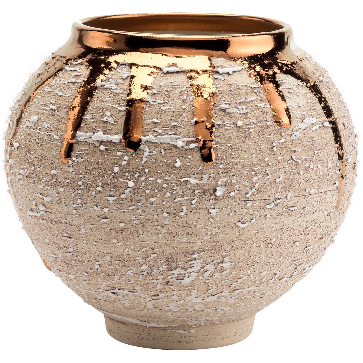 Textured Moon Jar with Copper Lustre